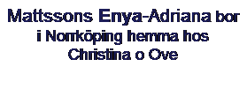 Textruta: Mattssons Enya-Adriana bor i Norrkping hemma hos Christina o Ove 
