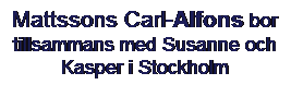 Textruta: Mattssons Carl-Alfons bor tillsammans med Susanne och Kasper i Stockholm
